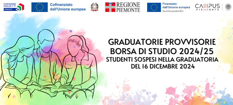 GRADUATORIE PROVVISIORIE BORSA DI STUDIO 2024/25 STUDENTI SOSPESI NELLA GRADUATORIA DEL 16 DICEMBRE 2024
